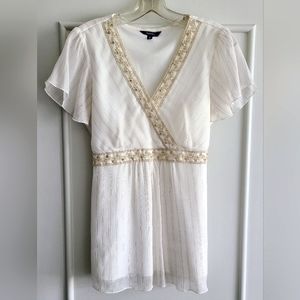 Reitmans White lined short sleeved blouse